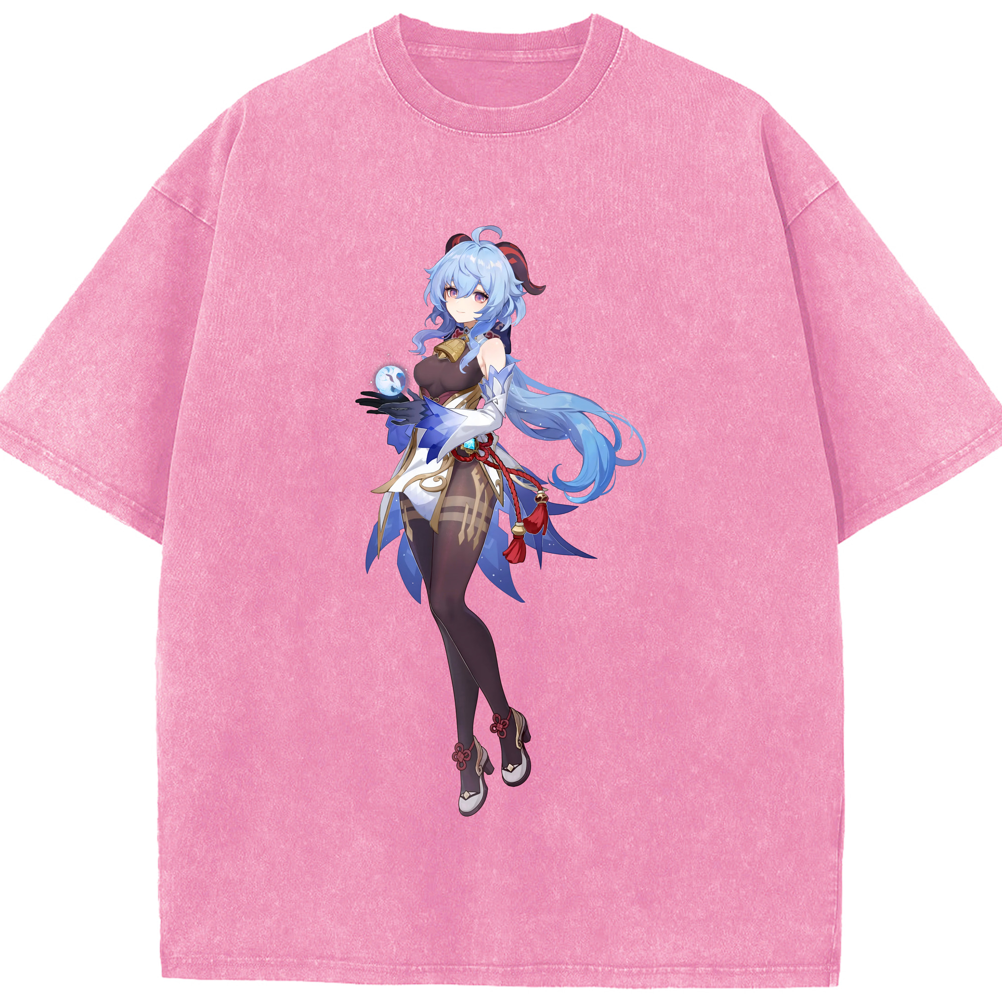 げんし神 甘雨 かんう genshin Ganyu 綿100% ヴィンテージ風 半袖Tシャツ（フロントプリント）